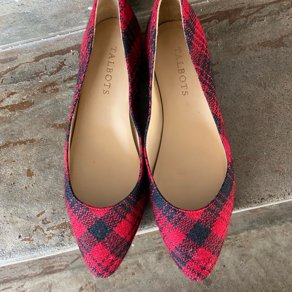 Talbots red/black plaid ballet flat - Picture 4 of 9